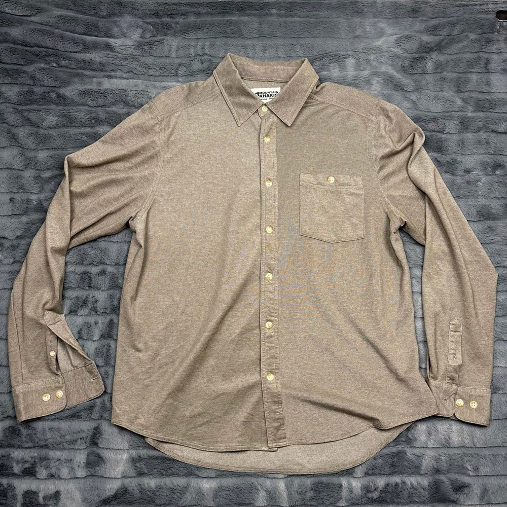 Mountain Khakis Mens Large Tan Organic Cotton Blend Button Down Shirt 9059